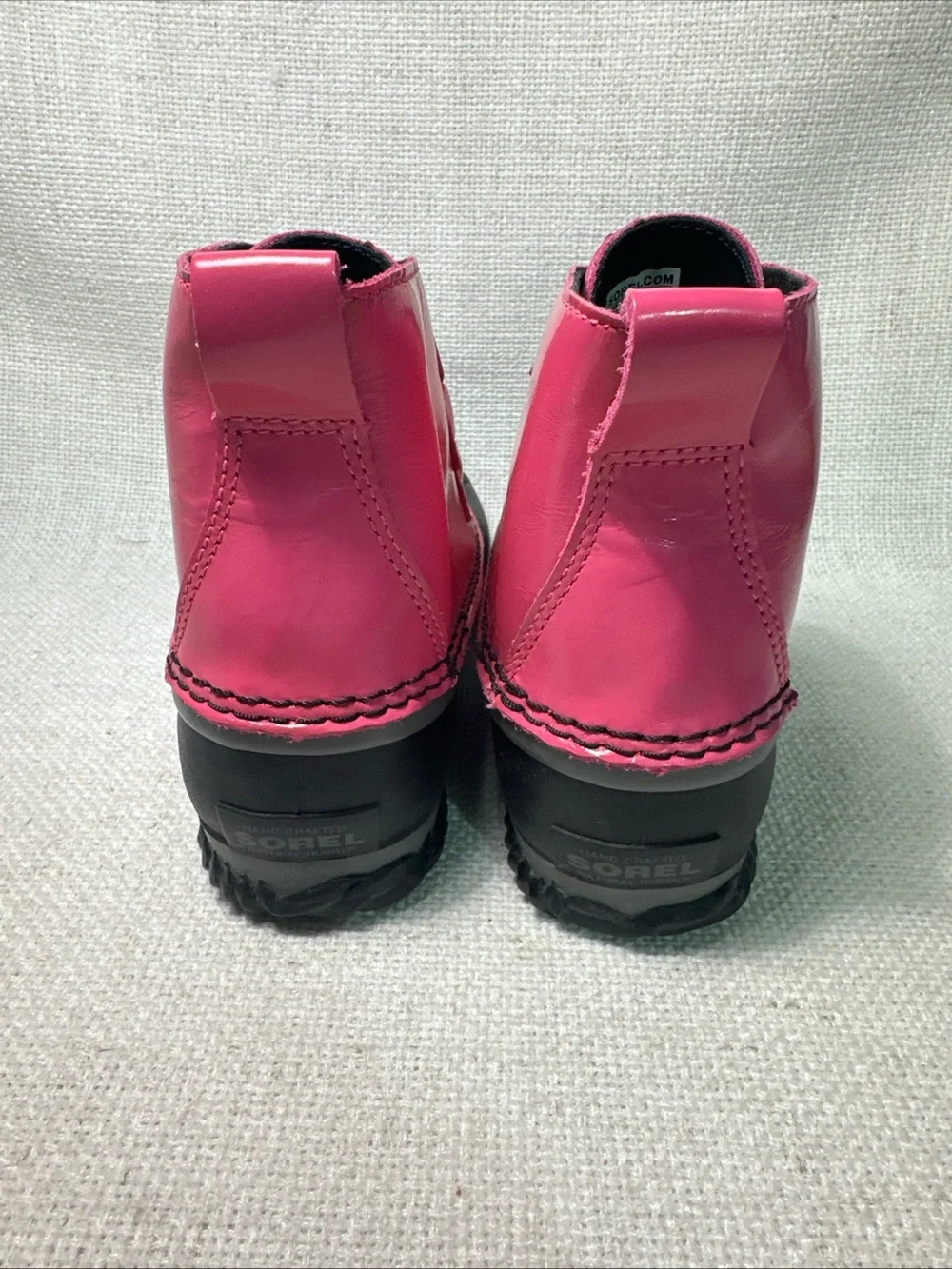Sorel Out N About Duck Boots Women's Sz 6 Black Pink Rubber Rainboot